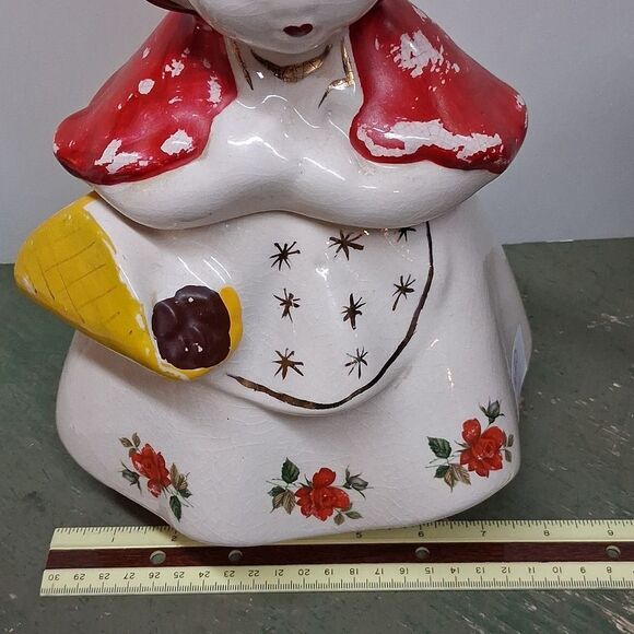 ANTIQUE HULL WARE LITTLE RED RIDING HOOD 13" COOKIE JAR # 967 1940's USA - Picture 5 of 9